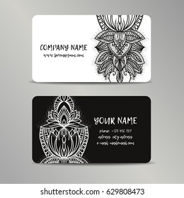 Vintage decorative elements. Business Cards. Ornamental floral. Oriental pattern, vector illustration. Islam, Arabic Indian turkish