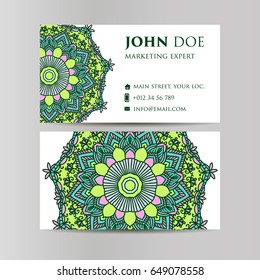 Vintage decorative elements. Business Cards. Ornamental floral. Oriental pattern, vector illustration. Islam, Arabic Indian turkish motifs