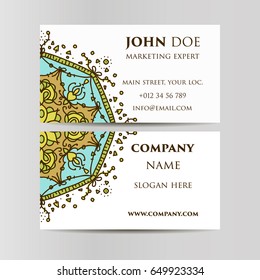 Vintage decorative elements. Business Cards. Ornamental floral. Oriental pattern, vector illustration. Islam, Arabic Indian turkish motifs
