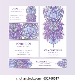 Vintage decorative elements. Business Cards and banners. Oriental pattern, vector illustration. Islam, Arabic