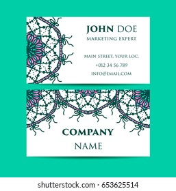 Vintage decorative elements. Business Cards. Ornamental floral. Oriental pattern, vector illustration. Islam, Arabic Indian turkish motifs