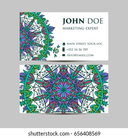 Vintage decorative elements. Business Cards. Ornamental floral. Oriental pattern, vector illustration. Islam, Arabic Indian turkish motifs