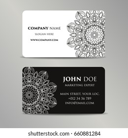 Vintage decorative elements. Business Cards. Ornamental floral. Oriental pattern, vector illustration. Islam, Arabic Indian turkish motifs