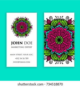 Vintage decorative elements. Business Cards. Ornamental floral. Oriental pattern illustration. Islam, Arabic Indian turkish motifs
