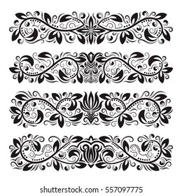 Vintage decorative elements for design. Floral decorations in antique style.