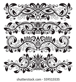 Vintage decorative elements for design. Floral decorations in antique style.