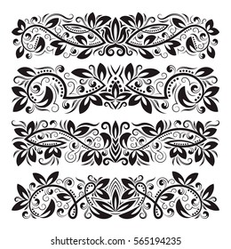 Vintage decorative elements for design. Floral decorations in antique style.
