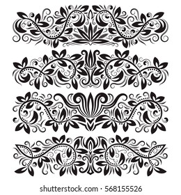 Vintage decorative elements for design. Floral decorations in antique style.