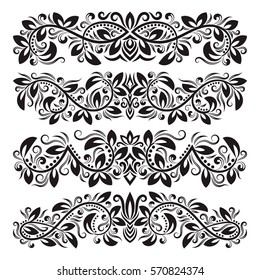 Vintage decorative elements for design. Floral decorations in antique style.