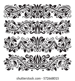 Vintage decorative elements for design. Floral decorations in antique style.