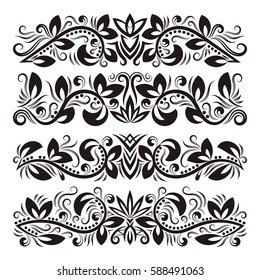 Vintage decorative elements for design. Floral decorations in antique style.