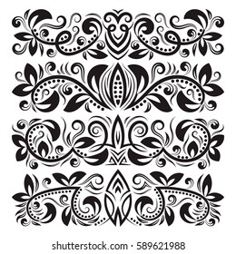 Vintage decorative elements for design. Floral decorations in antique style.