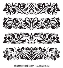 Vintage decorative elements for design. Floral decorations in antique style.