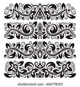Vintage decorative elements for design. Floral decorations in antique style.