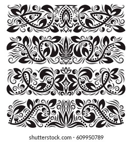 Vintage decorative elements for design. Floral decorations in antique style.