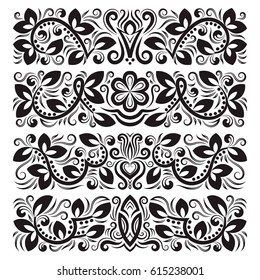 Vintage decorative elements for design. Floral decorations in antique style.