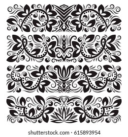 Vintage decorative elements for design. Floral decorations in antique style.