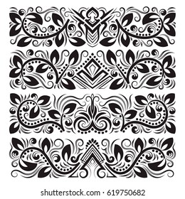 Vintage decorative elements for design. Floral decorations in antique style.