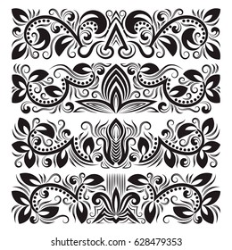 Vintage decorative elements for design. Floral decorations in antique style.