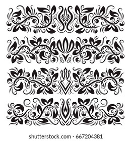 Vintage decorative elements for design. Floral decorations in antique style.