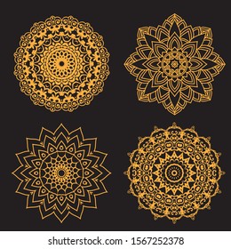 Vintage decorative elements. Gold and black. 