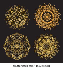 Vintage decorative elements. Gold and black. 