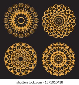 Vintage decorative elements. Gold and black.