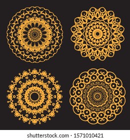 Vintage decorative elements. Gold and black.