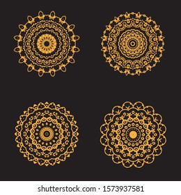 Vintage decorative elements. Gold and black. 