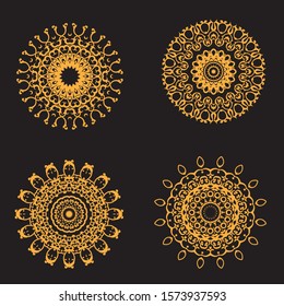Vintage decorative elements. Gold and black. 