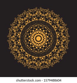 Vintage decorative elements. Gold and black. 