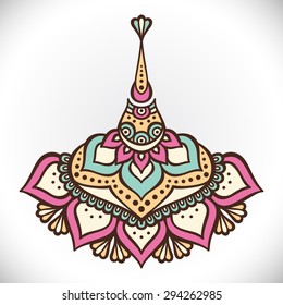 Vintage decorative elements. Hand drawn background. Islam, Arabic, Indian, ottoman motifs.