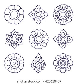 Vintage decorative elements. Hand drawn. Thai motifs vector