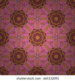 Vintage decorative elements. Hand drawn sketch on background. Islam, Arabic, Indian, ottoman motifs. Perfect for printing on fabric or paper. Vector seamless pattern tile with mandalas.