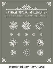 Vintage decorative elements. Hipster design. Set of geometric shapes, circles, frame, sign, title, header. Outline flourish retro style patterns, calligrafic frame for logotype, badge, banner