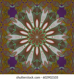 Vintage decorative elements. Islam, Arabic, Indian, turkish, pakistan, chinese, ottoman motifs. Vector illustration. Oriental colored pattern on colorful background. Abstract Mandala.