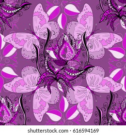 Vintage decorative elements. Islam, Arabic, Indian, ottoman motifs. Vector seamless pattern tile with mandalas. Perfect for printing on fabric or paper. Hand drawn sketch on pink background.