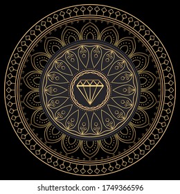 Vintage decorative elements. luxury ornamental mandala. floral business cards, diamond, oriental pattern, Islam, Arabic, Indian, Turkish, Pakistan, Chinese, ottoman motifs on black background . vector