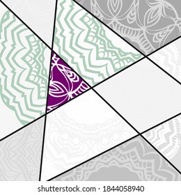 Elementos decorativos de época con mandala. Patrón oriental, ilustración vectorial. Motivos islámicos, árabes, indios, otomanos.
