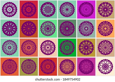 Elementos decorativos de época con mandala. Patrón oriental, ilustración vectorial. Motivos islámicos, árabes, indios, otomanos.