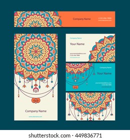 Vintage decorative elements. Ornamental floral business cards, oriental pattern, vector illustration. Islam, Arabic, Indian, turkish, pakistan, chinese, ottoman motifs.