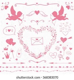 vintage decorative elements for Valentine's Day, vector romantic decorations