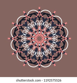 Vintage decorative elements. Vector illustration. Circular pattern. Abstract background. Vector logo design templates in trendy linear style with flowers and leaves - luxury products, florist emblems