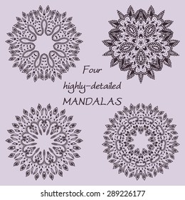 Vintage decorative elements, vector mandalas set. Hand drawn background. Islam, Arabic, Indian, ottoman motifs.