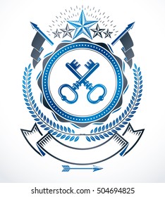 Vintage decorative emblem composition, heraldic vector.