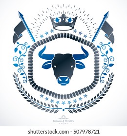 Vintage decorative emblem composition, heraldic vector.