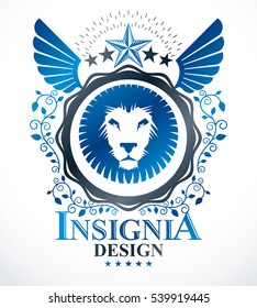 Vintage decorative emblem composition, heraldic vector.
