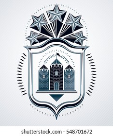 Vintage decorative emblem composition, heraldic vector.