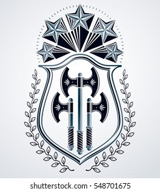Vintage decorative emblem composition, heraldic vector.