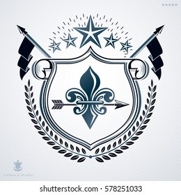 Vintage decorative emblem composition, heraldic vector.